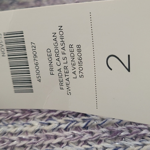 Lavender fringe cardigan with silver entwined - Picture 4 of 7